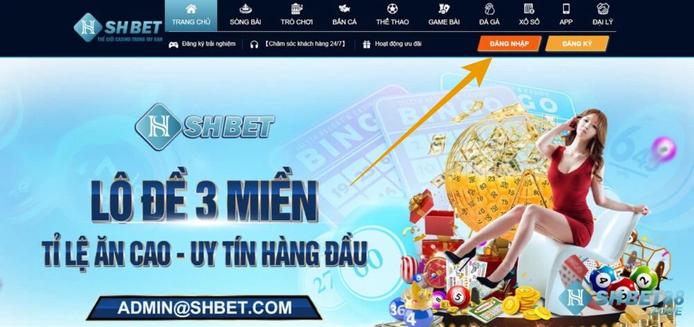 Đăng nhập tài khoản đã đăng ký SHBET trước đó